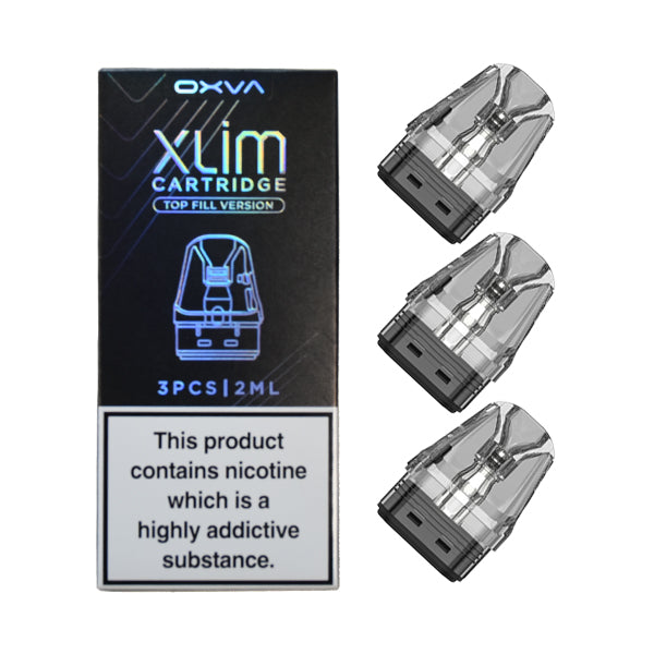 OXVA Xlim V3 replacement vape pods, 3-pack, on a white background