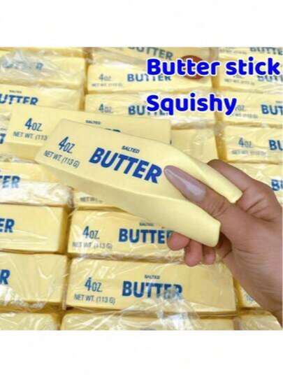 4oz Realistic Butter Squishy Toy – Soft Anti-Stress Fidget Stick For Teens Adults, Slow-Rising Sensory Stress Relief Toy, Funny Gag Gift For Autism Or Prank