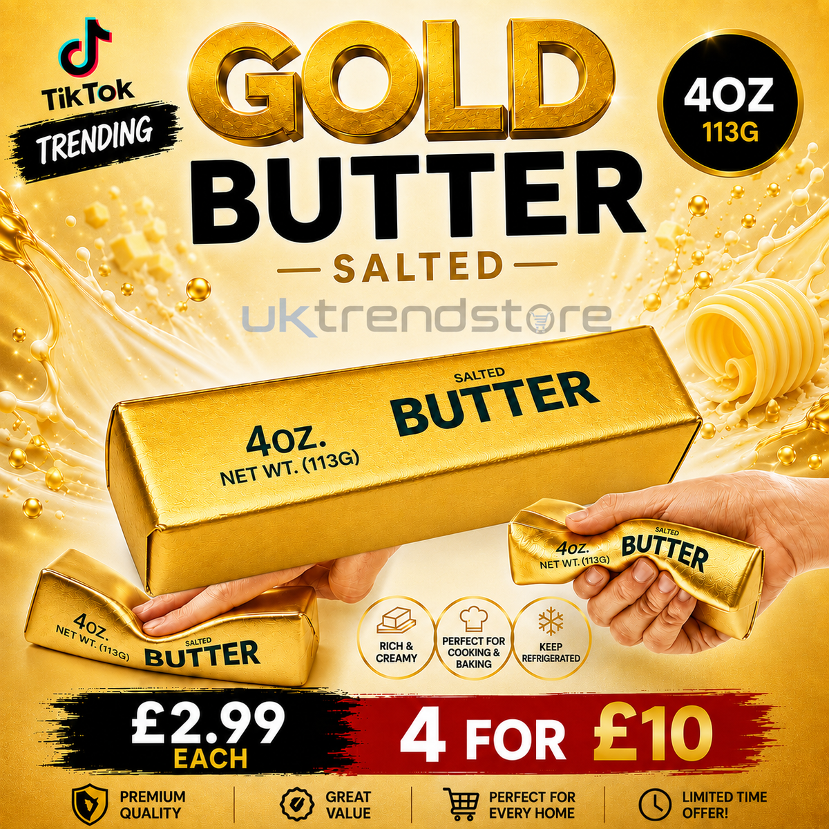 4oz realistic butter squishy fidget toy