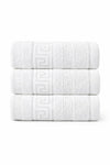 Set of three white towels on a white background